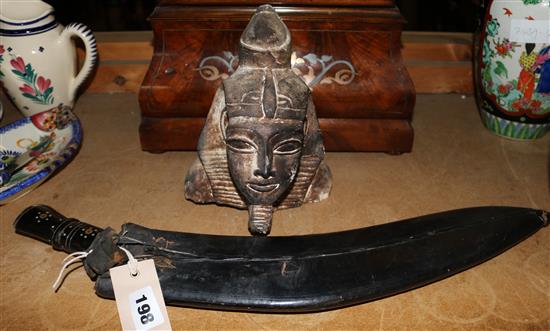 Egyptian  carving & a kukri